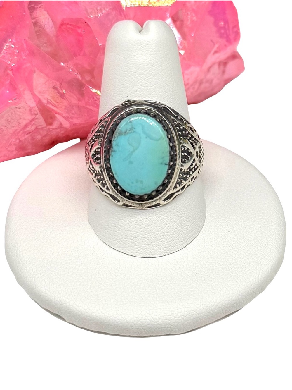 Kingman Mine Turquoise Ring Size 9.5 Solid 925 Sterling Silver Oval